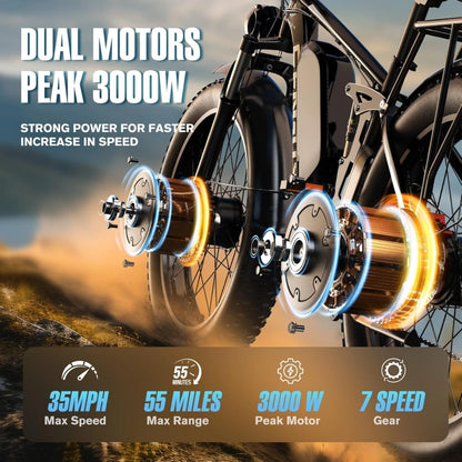 FENGQS Q8 Plus 3000W Dual Motor Fat Tire Off-Road Ebike